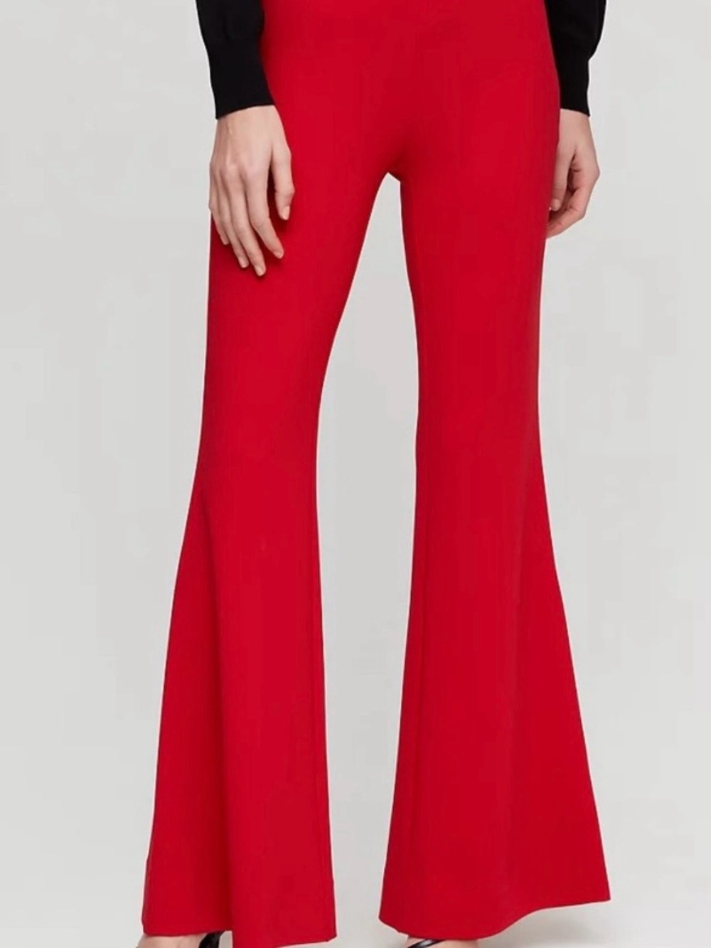 Babaton Red Flared Knit Pants - Women's Statement Trousers